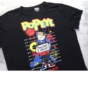 Reason Popeye Exclusive Collab NYC Black T‎ Shirt Sz 2X Raised Lettering